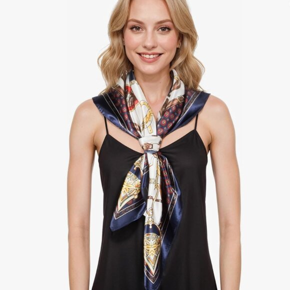 ? Luxe Silky Head Scarf for Women – Printed Square Scarf, Satin-Look Bandana main image 6